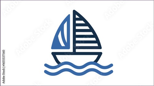 Sailboat graphic design on water background
