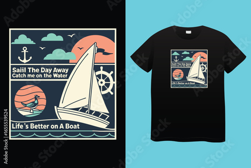 I am the boat captain - Boat Captain T Shirt Design, Hand drawn lettering phrase, Isolated on Black background, For the design of postcards, cups, card, posters. 