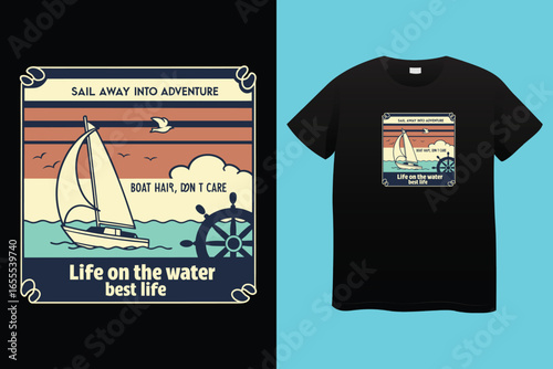 I am the boat captain - Boat Captain T Shirt Design, Hand drawn lettering phrase, Isolated on Black background, For the design of postcards, cups, card, posters. 