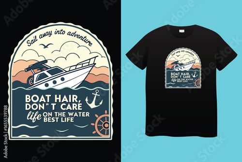 I am the boat captain - Boat Captain T Shirt Design, Hand drawn lettering phrase, Isolated on Black background, For the design of postcards, cups, card, posters. 