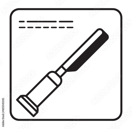 A black and white line art illustration depicting a barber straight razor in a frame