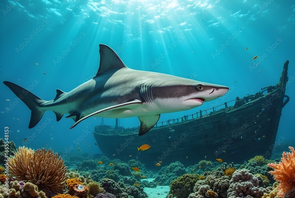 Obraz premium shark and diver