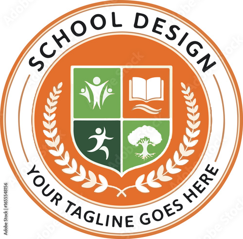 School Design seal emblem with the text "Your Tagline Goes Here"