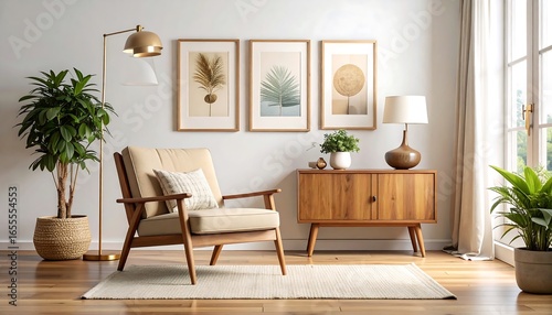 Midcentury modern living room interior. (1)