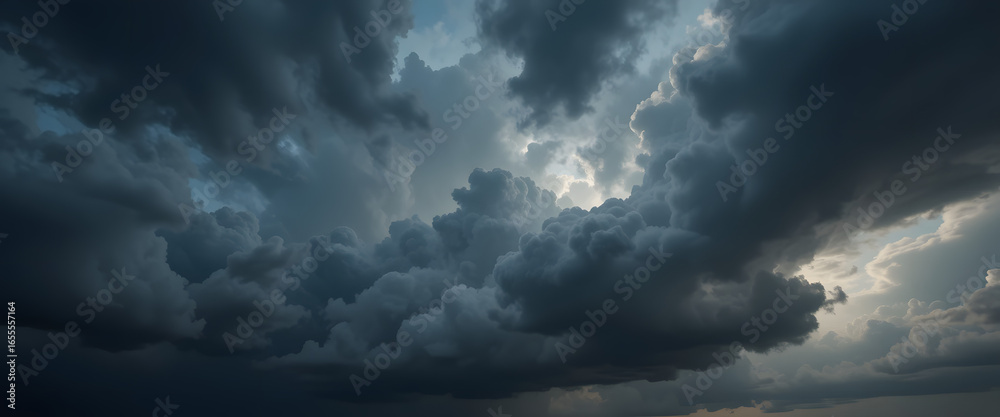 Obraz premium Epic and realistic storm sky, black clouds with hints of silver lining