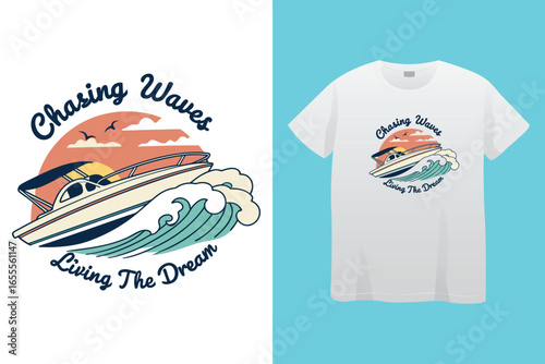 kayak boat on lake with forest background logo vector illustration