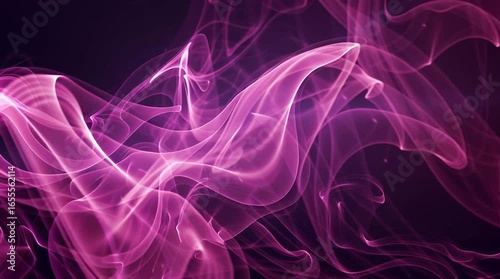 Flowing pink smoke curls and drifts in soft tendrils through a dark background with smooth cinematic lighting, creating a dreamy and elegant abstract motion.