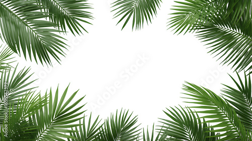 Copy space with Palm leaves border on transparent backgrounds realistic 3d rendering png.