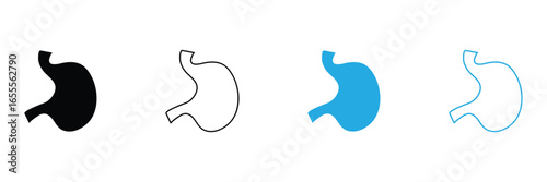 Intestine icons vector pack in black and blue colors .Vector illustration EPS 10 .