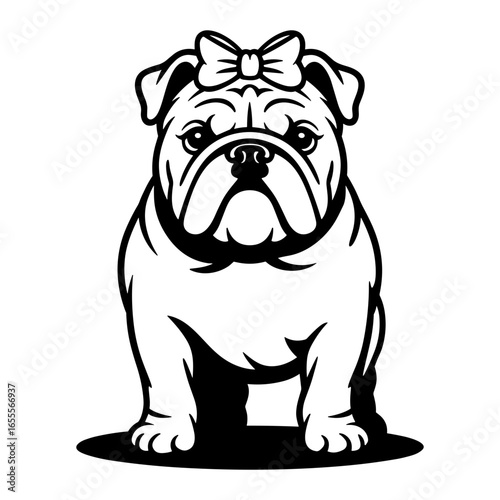 English Bulldog with Coquette Bow