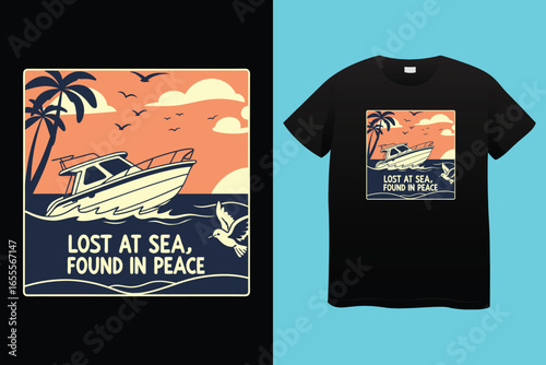 tee print design for kids fashion with cute mariner objects drawing as vector