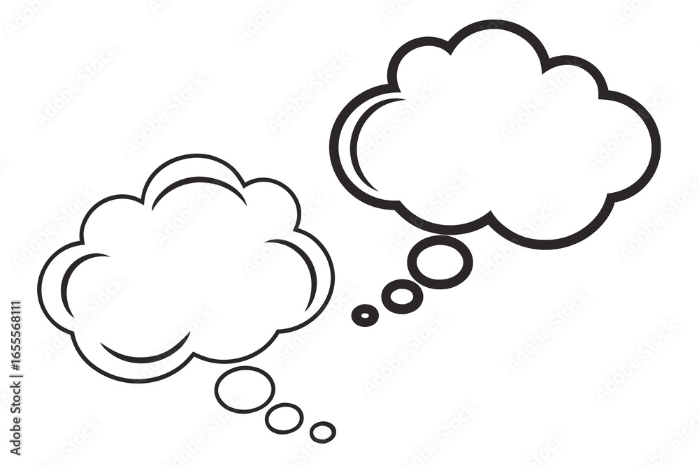 Black and white comic thought bubbles speech bubble illustration Black and white comic thought bubbles speech bubble illustration
