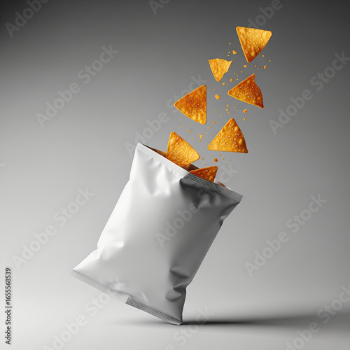 Wallpaper Mural Tortilla Chips Flying Out of a Plain Snack Bag for Design Mockup Torontodigital.ca