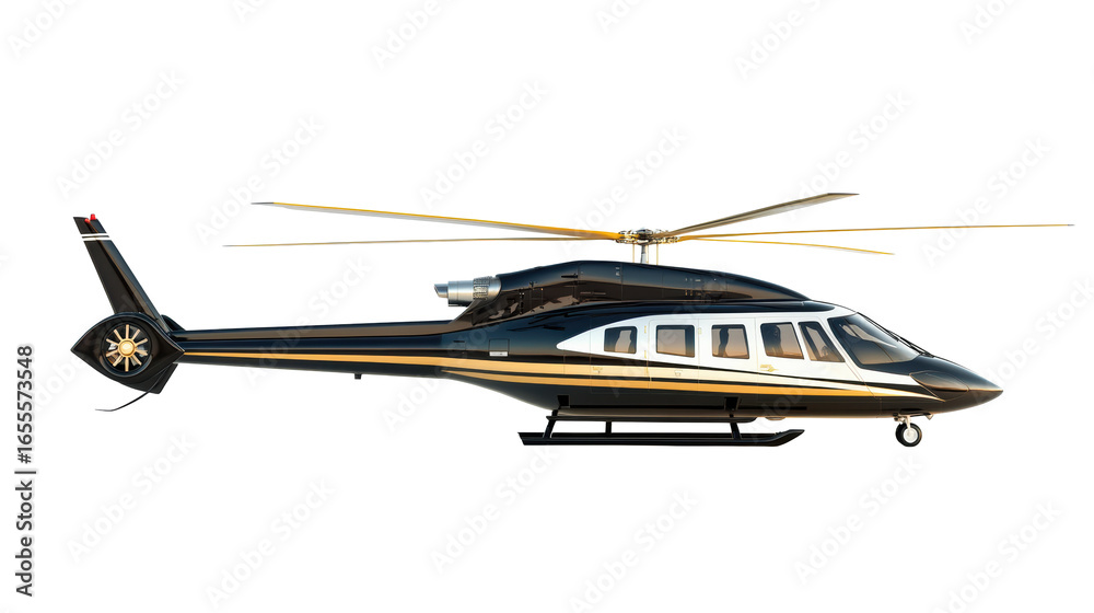 Fototapeta premium Luxury blue and white helicopter profile 