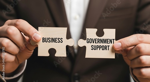 Business and government support connect like puzzle pieces