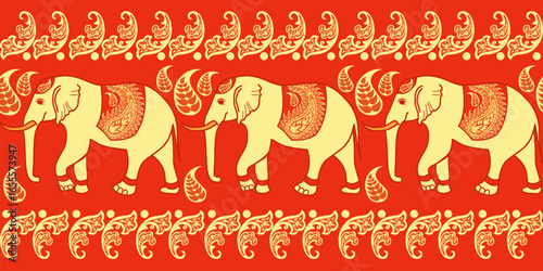 popular elephant pattern in asian style this elephant graphic is fashionable in thailand india and south east asia and this elephant and baby elephant can be for textile industry and any package