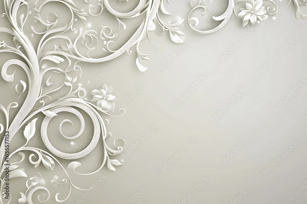 White floral scrollwork with delicate flowers ornate White floral scrollwork with delicate flowers ornate