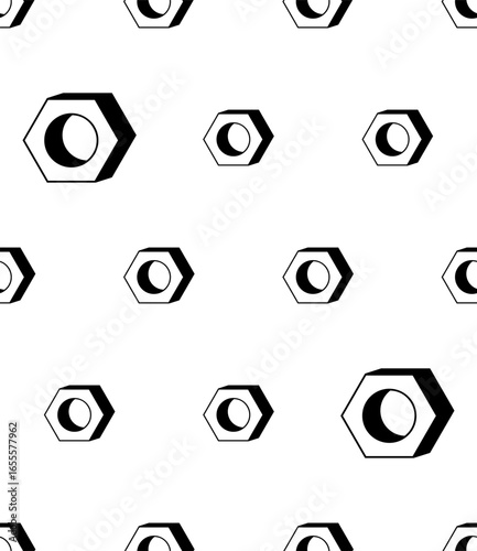 Hexagon Nut Icon Seamless Pattern Y_2411001