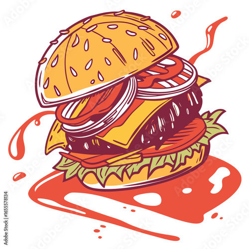 Delicious burger isolated on white background, a tempting fast food icon with fresh ingredients, perfect for restaurant menus and culinary designs