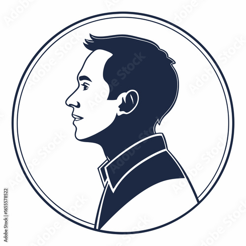 Portrait of a man in profile view isolated on white background with stylish hair and clothing for avatar and design
