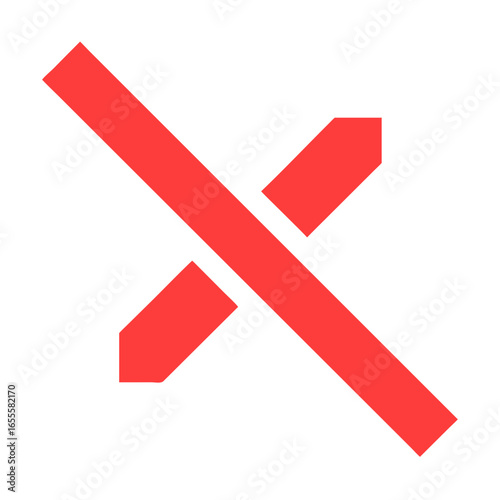 Abstract red cross shape with sharp edges on a stark black background representing error or cancellation