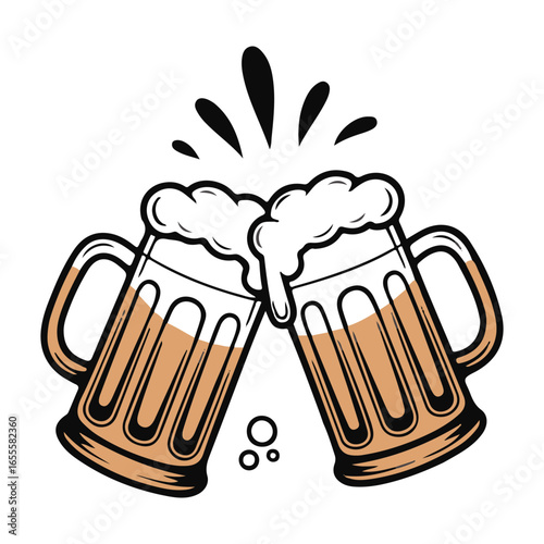 Modern stylized beer mug with bubbles and foam vector graphic, vector illustration of a beer mug