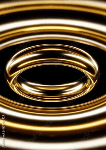 3D Abstract Golden Rings Metallic Shiny Circular Luxury Background Texture