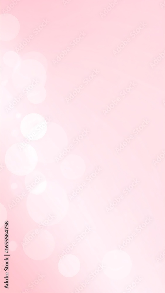Soft pink gradient background with blurred white bokeh lights concentrated on the left
