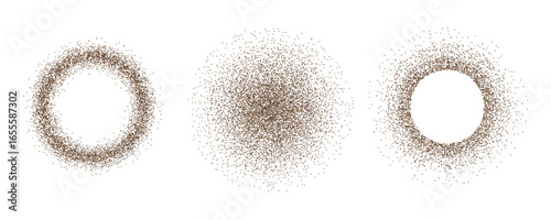 Coffee powder circle set. Cocoa or brown sugar round stain texture