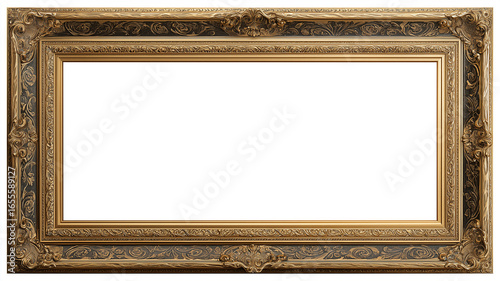 Ornate gold frame with transparent background