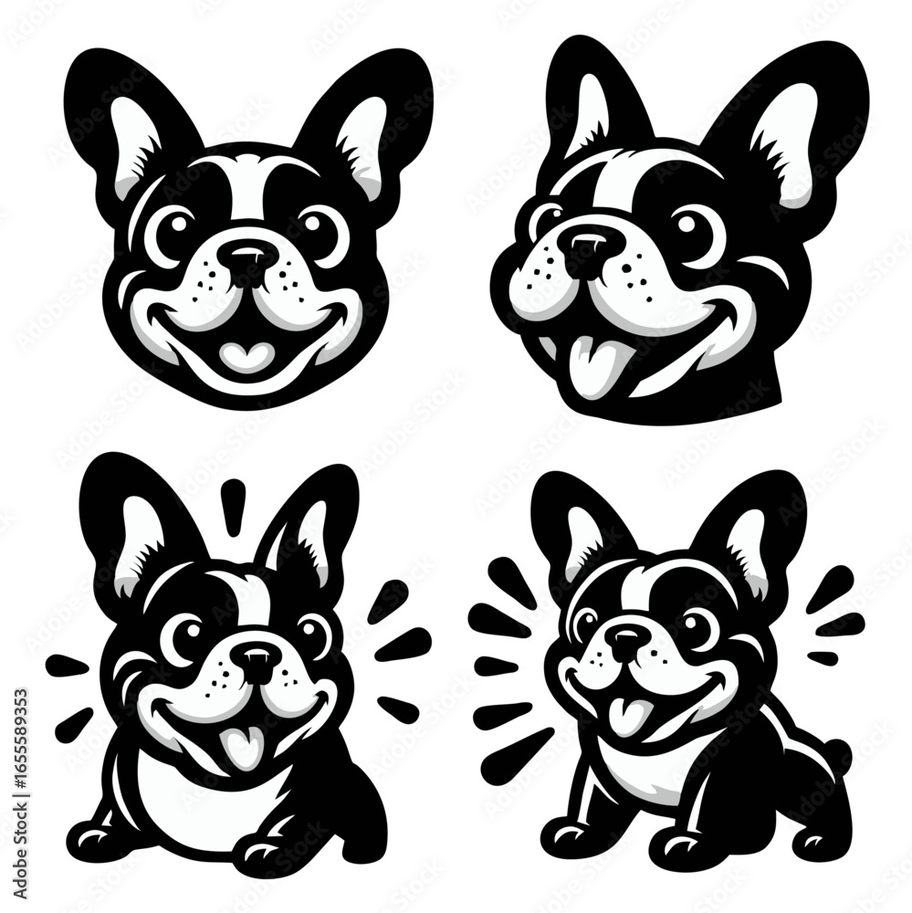 Fototapeta premium Bulldog Character Collection Cartoon Vector Illustration