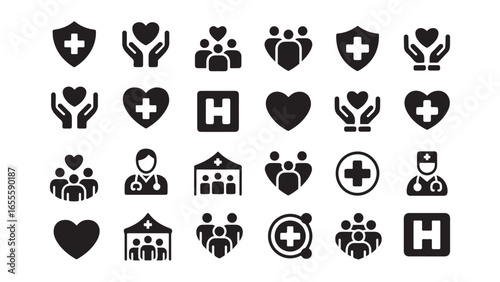 Modern medical and healthcare icon set for digital and print design