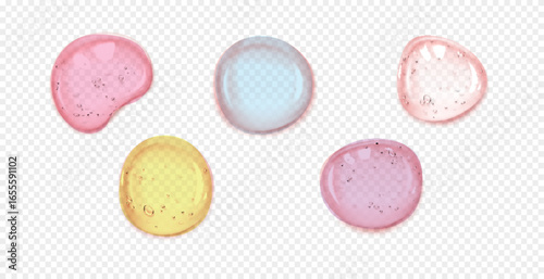 Collagen serum or essence drops . Collagen serum bubbles. Cosmetic essence. Concept skincare cosmetics solution