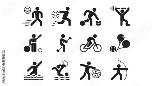 Modern sports icons collection featuring diverse athletic activities