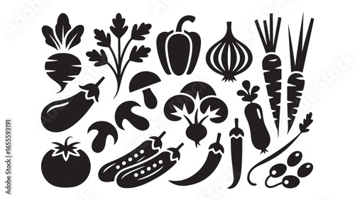 Vibrant assortment of fresh vegetables icon. set of vegetables vector illustration