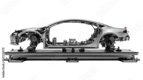 Car chassis frame without body panels
