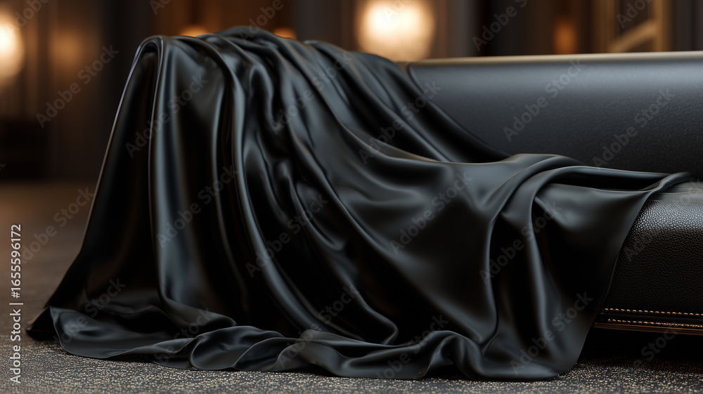 Naklejka premium Black fabric draped over sofa