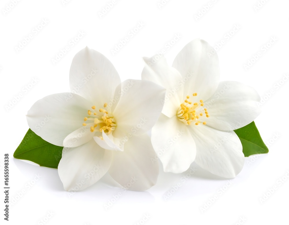 Obraz premium Two white jasmine flowers