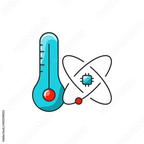Cryo Qubit Icon, Superconducting Quantum Unit Vector