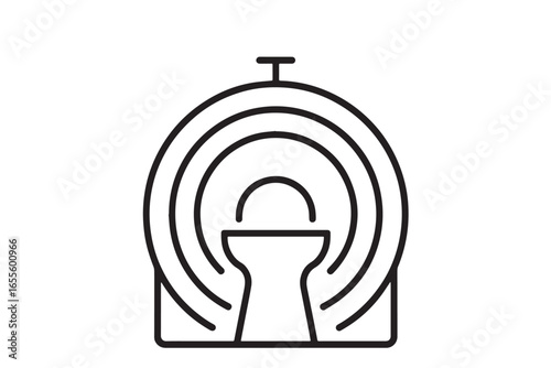 MRI scanner icon in black outline style for medical imaging  

