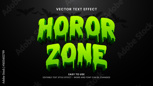 Editable text effect horor zone 3d style premium vector
