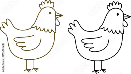 Cartoon chicken drawing illustration vector image design