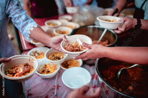 Help with feeding homeless people to alleviate hunger. poverty concept