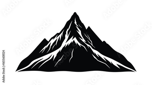 Towering Mountain Peak Vector Silhouette 