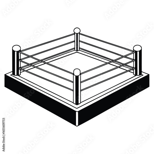 Boxing Ring Silhouette in Black Combat Sports Vector Design