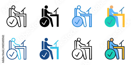 Ergonomic Workspace icon set multiple style collection 
