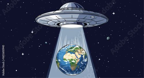 UFO abducting the earth