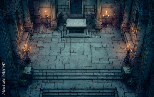 illustrated fantasy battlemap dungeon location scene