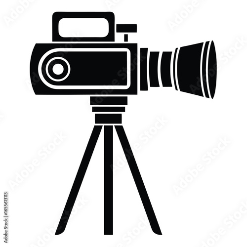 Simple Black Film Camera Vector Illustration