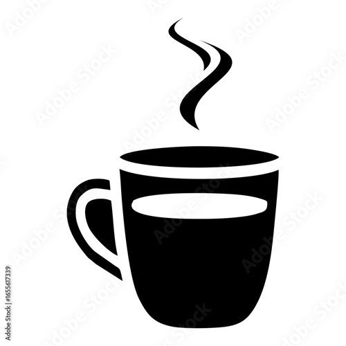 Steaming Coffee Cup Icon A Warm Beverage in a Brown Mug with Creamy 